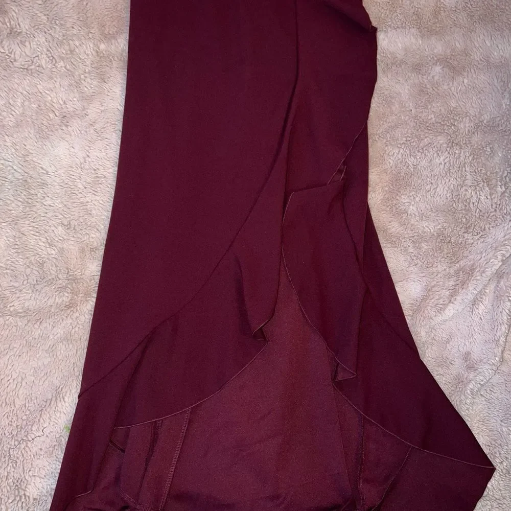 WOOSEA Sz M Wine Split Bodycon Mermaid Formal Event Prom Evening dress - Picture 6 of 13